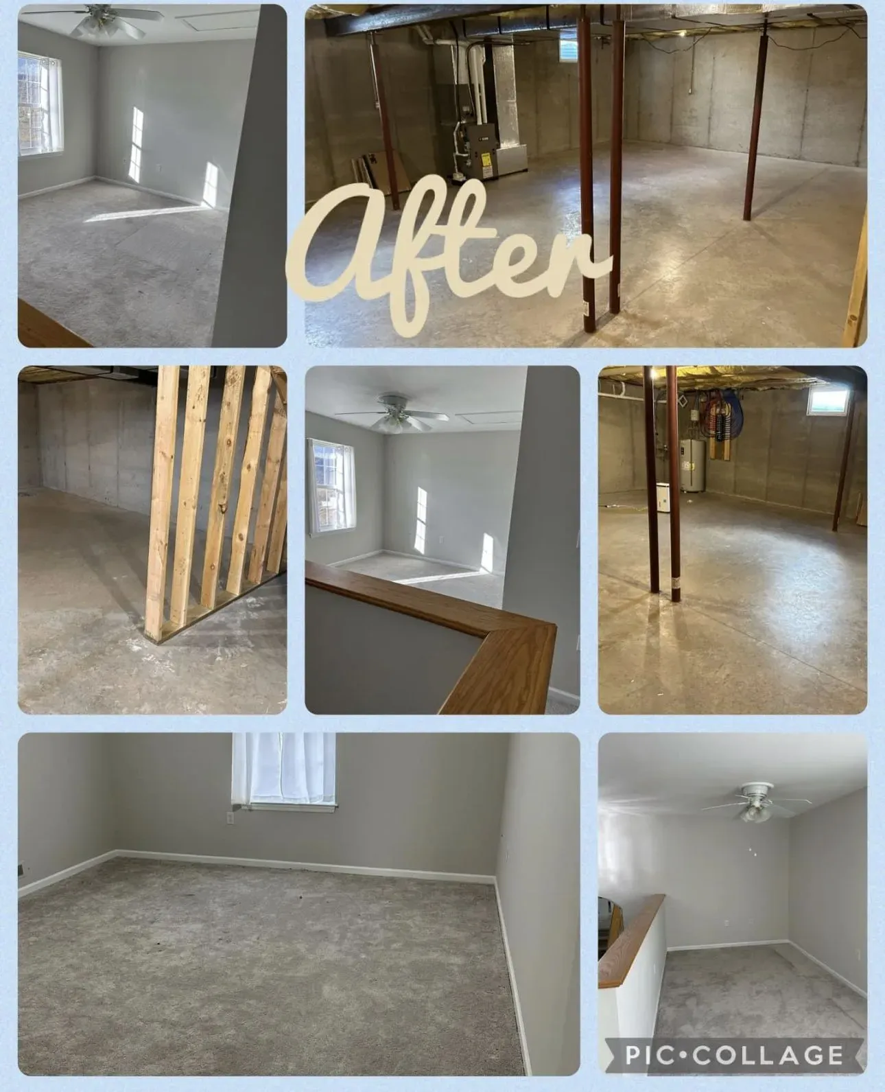 Whole-House Cleanout After: Furniture, boxes and household belongings removed from rooms throughout the property, including the basement.